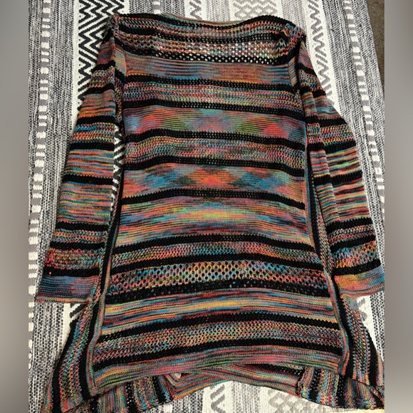 John Paul Richard Multicolor Open Front Knit Cardigan Sweater Size L - Picture 4 of 9